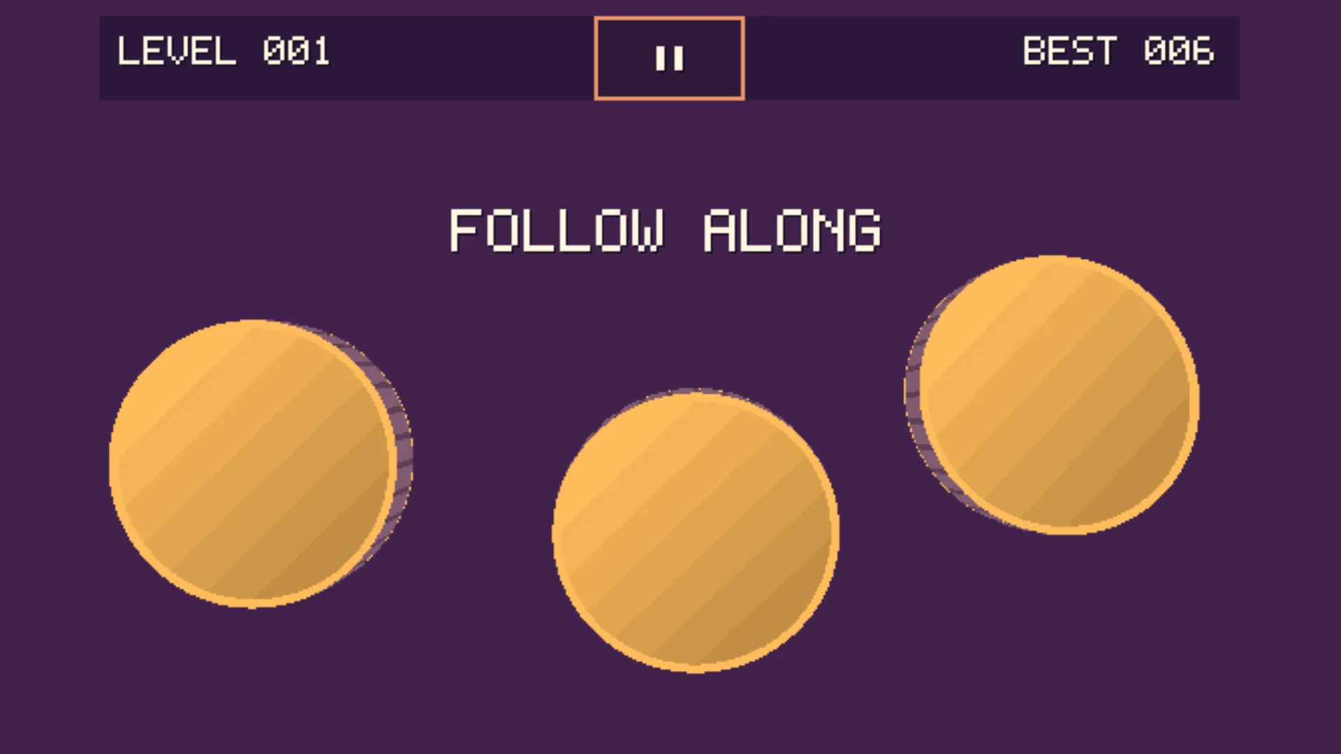 Shuffle & Seek gameplay showing three coins during the Follow Along phase